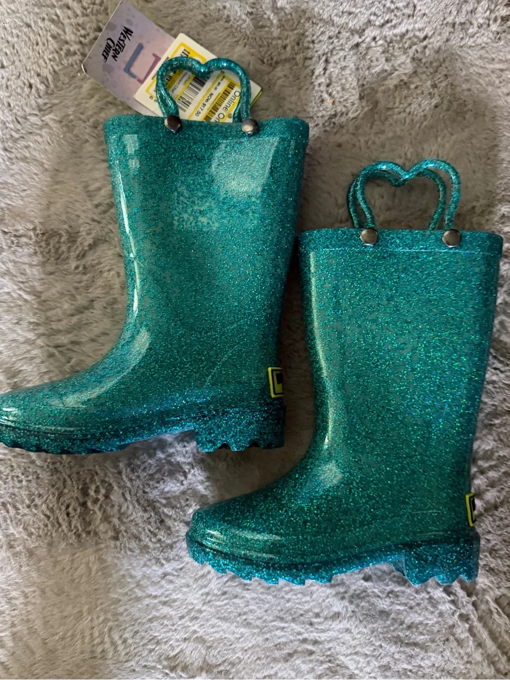 Western Chief Toddler Abby Light-Up Glitter Boots Teal Green